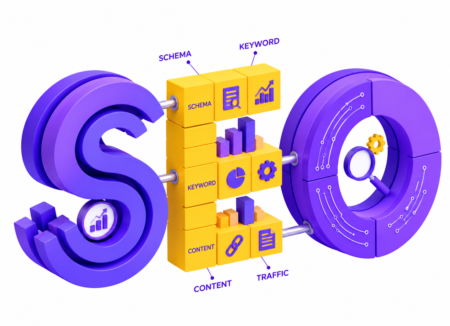 3d seo analytics composition